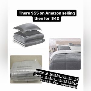 The Sherpa full/queen comfier set with 2 pillow cases (grey)